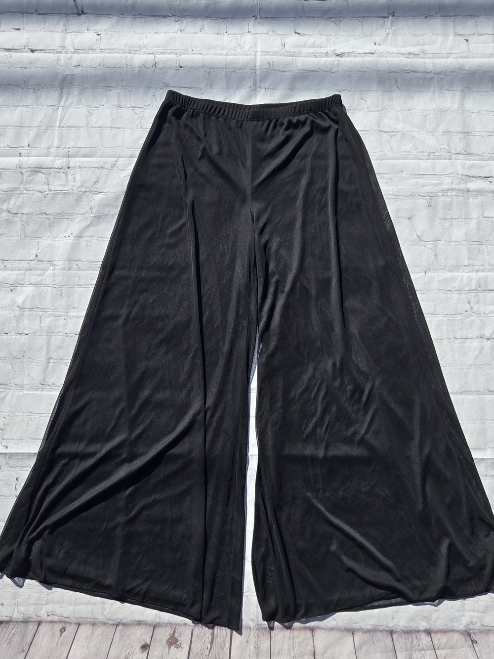 Prelude  Sheer Mesh Lined Wide Leg Flowy Palazzo Pants Lg Goth Lagenlook